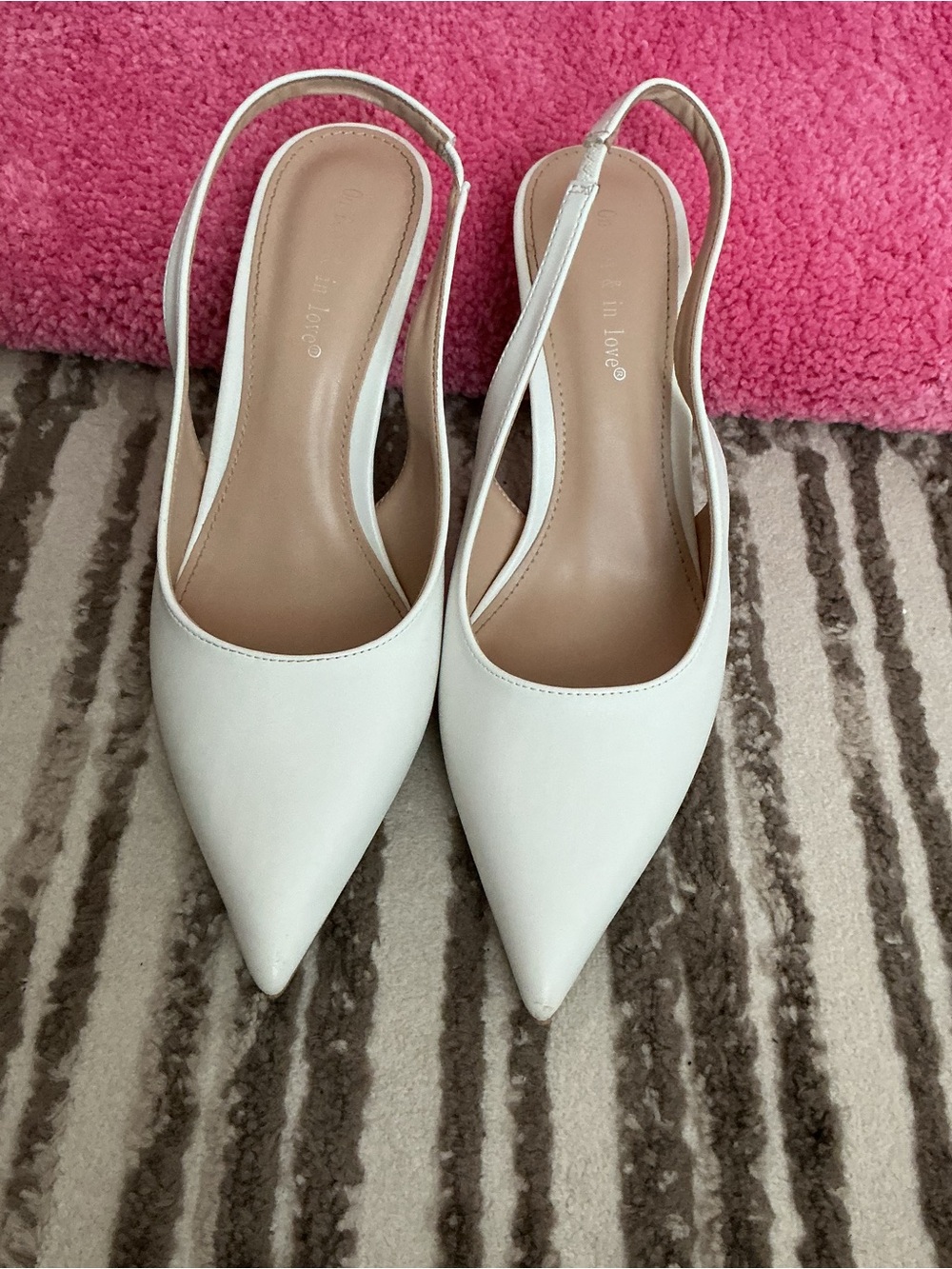 White Pointed Slingback Sandals - Minimal Chic
